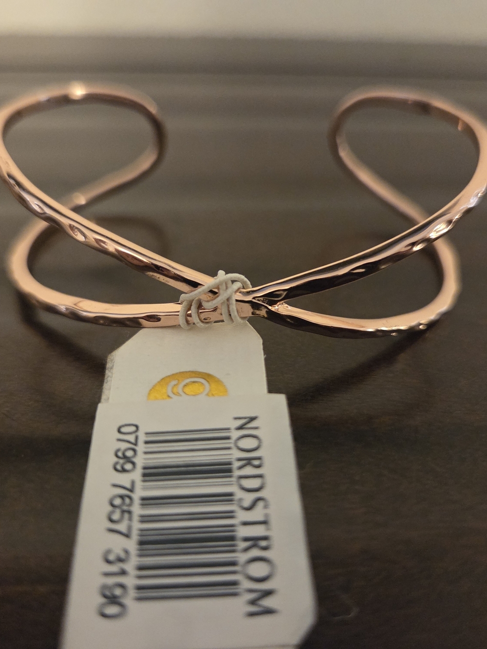 New Nordstrom Rose Gold Hammered Double Loop Cuff